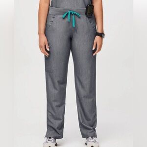 Figs Women’s Kade Graphite Scrub Bottoms with Teal Drawstrings Small